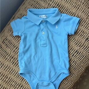 0-3 Month Ralph Lauren Baby Blue Polo Bodysuit